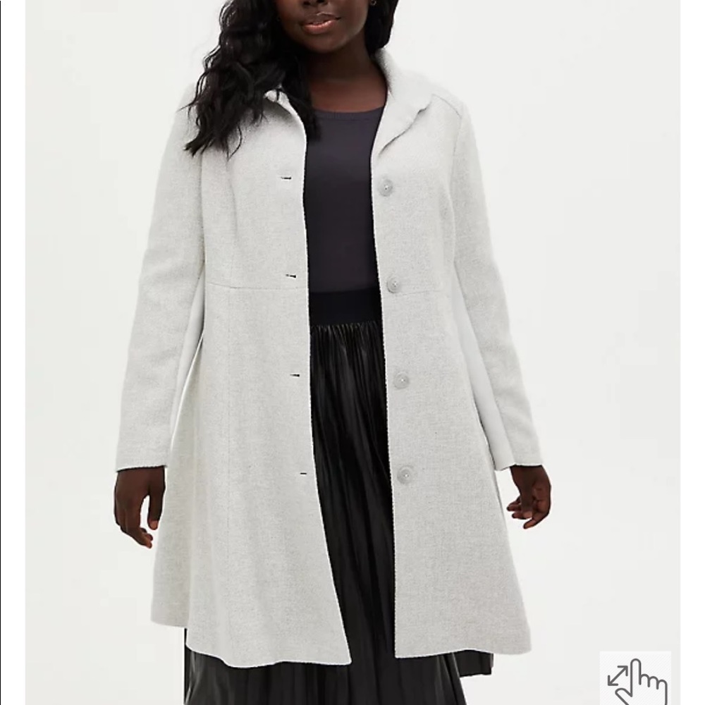 Torrid Light Grey Wool Blend Shawl Collar Coat